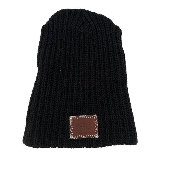 Love Your Melon Beanie Classic Black Brown Patch Knit Cap Warm Winter One Size - Picture 3 of 7